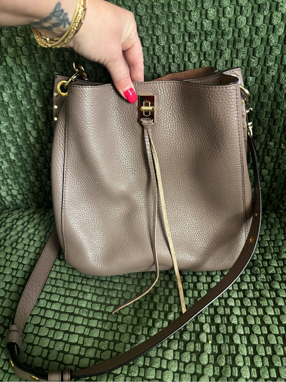 Rebecca Minkoff Taupe Leather Drawstring Bucket Bag - Women